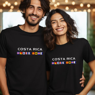 Costa Rica Nautical Maritime Sailing Flags Dark T-Shirt