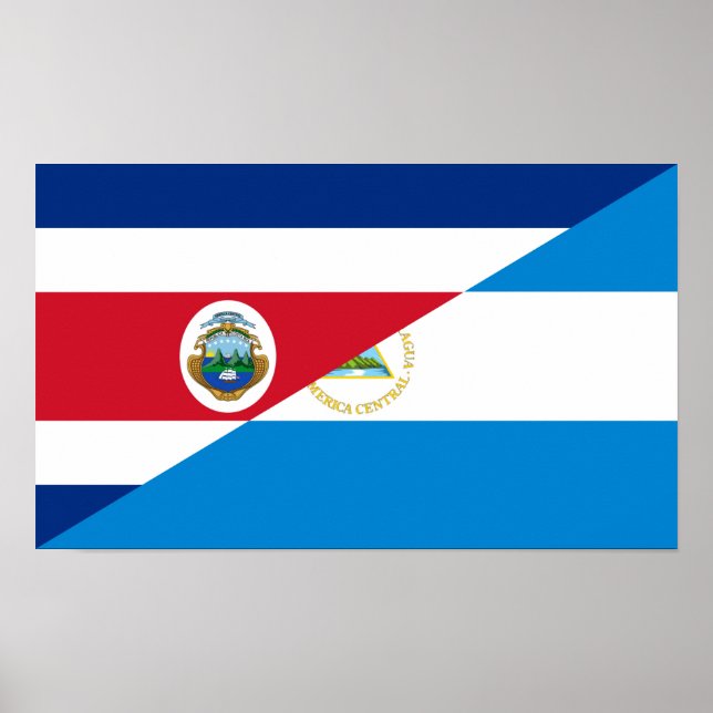 costa rica nicaragua half flag symbol poster (Front)