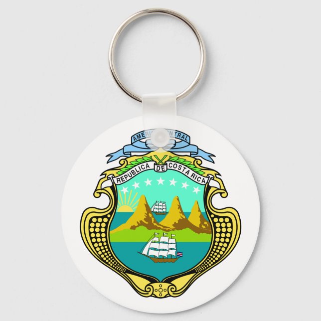 Costa Rica Official Coat Of Arms Heraldry Symbol Key Ring (Front)