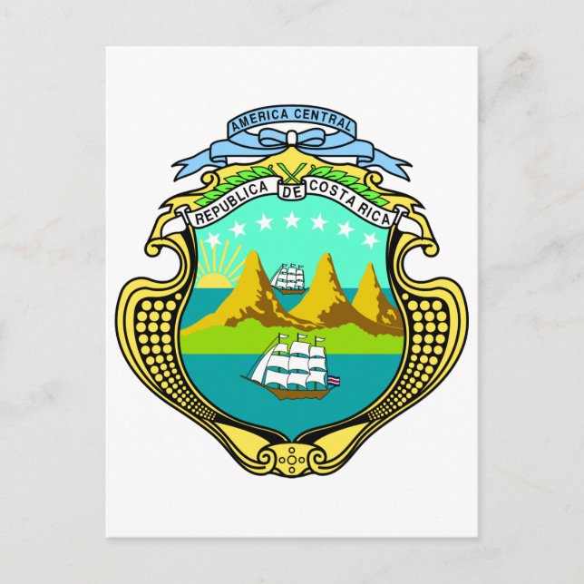 Costa Rica Official Coat Of Arms Heraldry Symbol Postcard (Front)