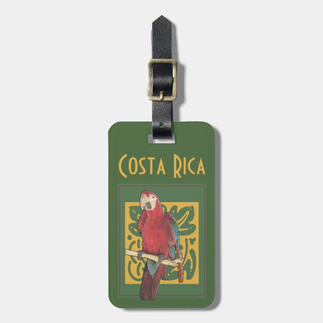 Costa Rica Parrot Art Luggage Tag (Front Vertical)