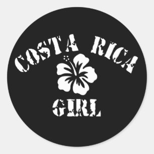 Costa Rica Pink Girl Classic Round Sticker