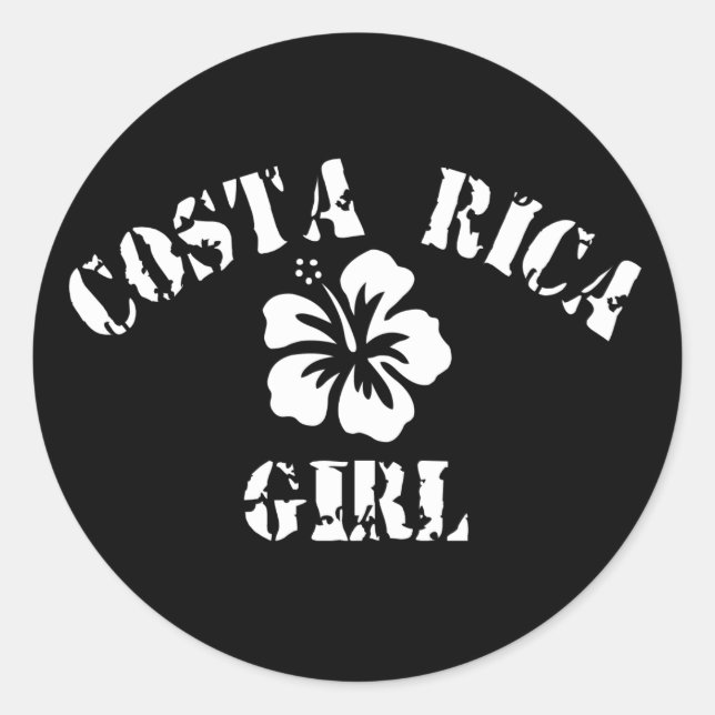 Costa Rica Pink Girl Classic Round Sticker (Front)