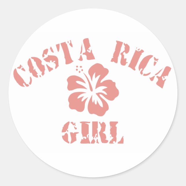 Costa Rica Pink Girl Classic Round Sticker (Front)