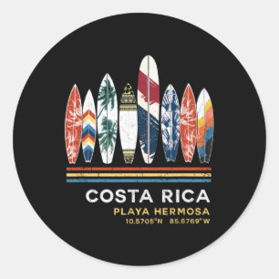 Costa Rica Playa Hermosa Surfing Classic Round Sticker
