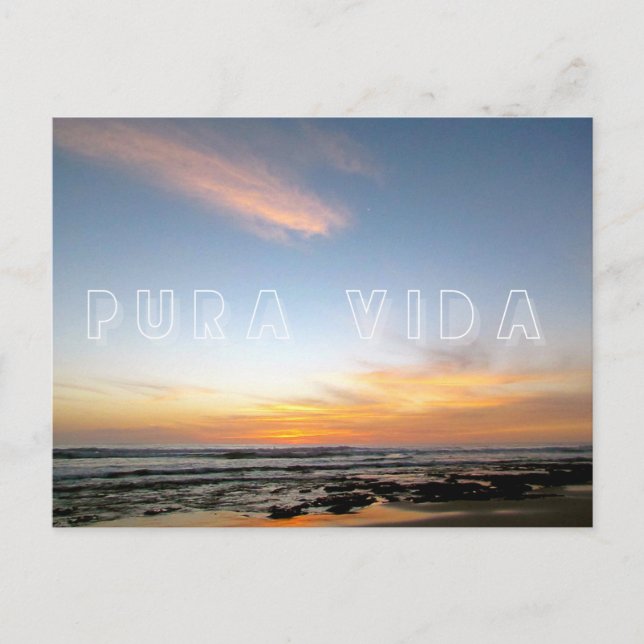 Costa Rica Pura Vida Beach Sunset Postcard (Front)