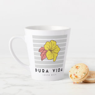 Costa Rica Pura Vida Hibiscus Flower Coffee Latte Mug