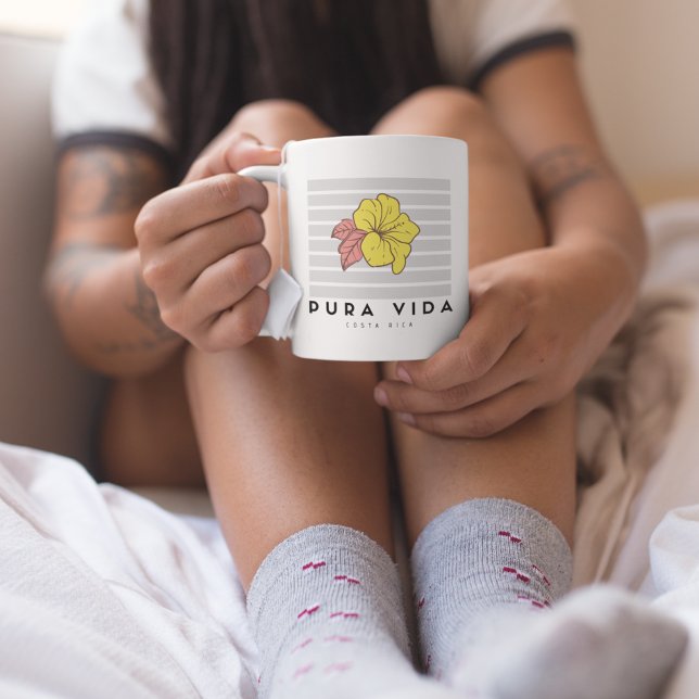 Costa Rica Pura Vida Hibiscus Flower  Coffee Mug (Costa Rica Pura Vida Hibiscus Flower Coffee Mug)