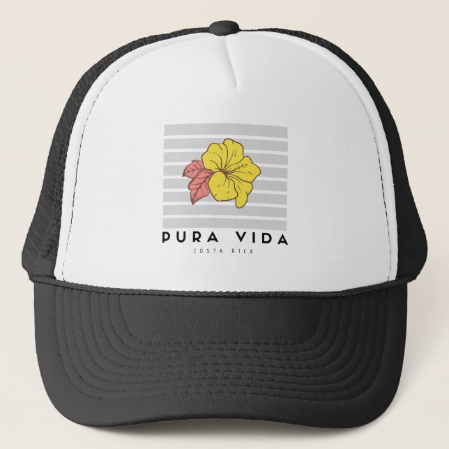 Costa Rica Pura Vida Hibiscus Women's Trucker Hat (Front)