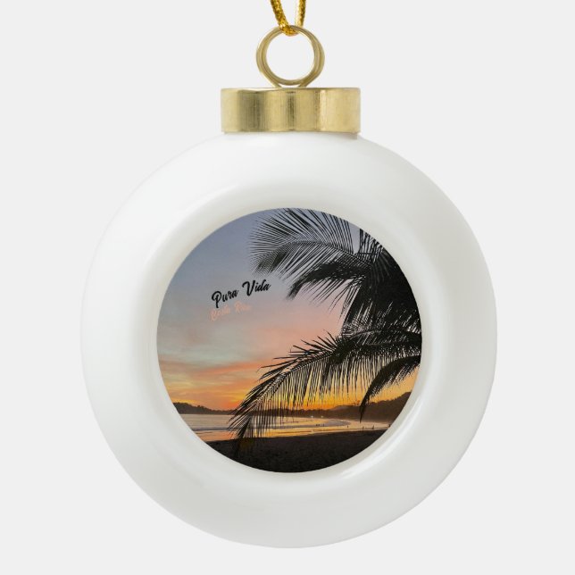 Costa Rica "Pura Vida" Keepsake Christmas Ornament (Front)