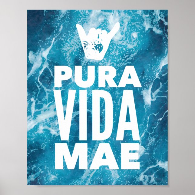 Costa Rica Pura Vida Mae Shaka Sign Surfing  (Front)