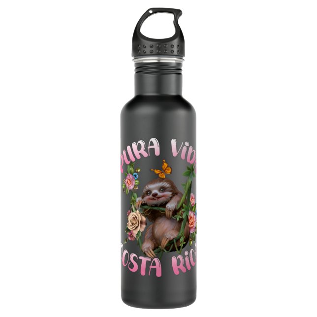 Costa Rica Pura Vida Sloth 710 Ml Water Bottle (Front)