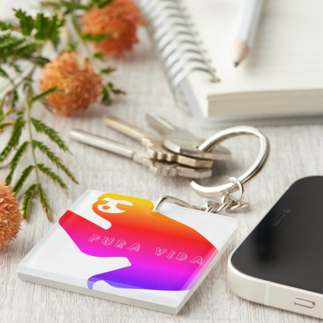 Costa Rica Pura Vida Sloth Key Ring (Front Right)