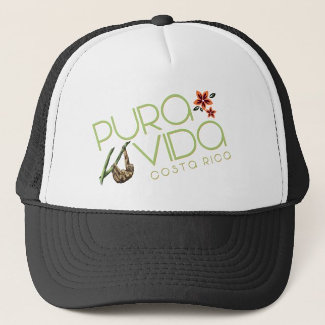 Costa Rica Pura Vida Summer Sloth Souvenir Hat (Front)