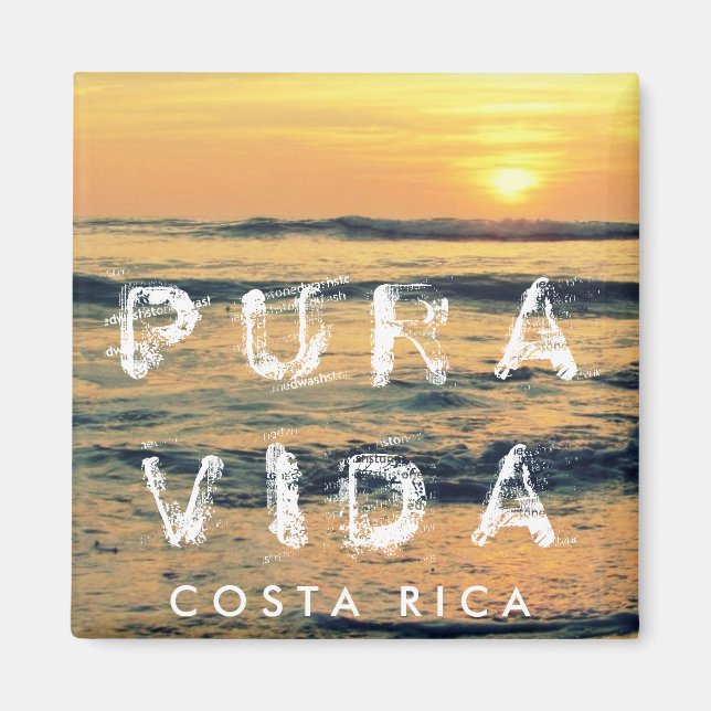 Costa Rica Pura Vida Sunset Souvenir Magnet (Front)