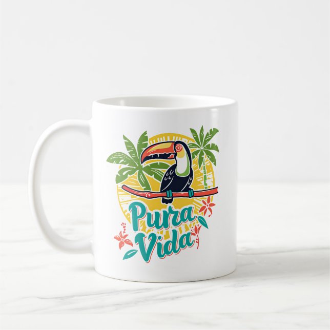 Costa Rica Pura Vida Toucan Coffee Mug (Left)