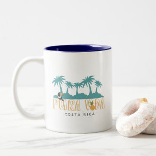 Costa Rica Pura Vida Toucan on the Beach Two-Tone Coffee Mug