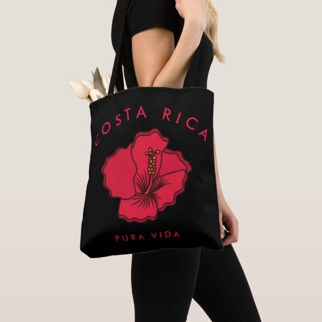 Costa Rica Red Hibiscus Beach Tote Bag (Close Up)