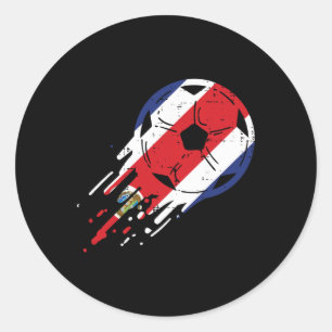 Costa Rica Rican Flag Soccer Footll Fan Men Women Classic Round Sticker
