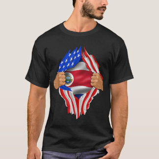 Costa Rica Roots USA Flag Patriotic Costa Rican He T-Shirt