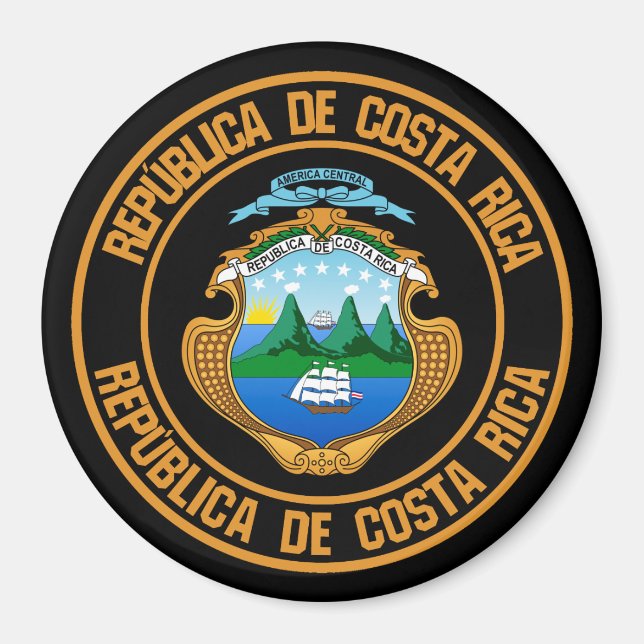 Costa Rica Round Emblem Magnet (Front)