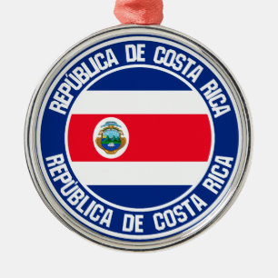 Costa Rica Round Emblem Metal Tree Decoration