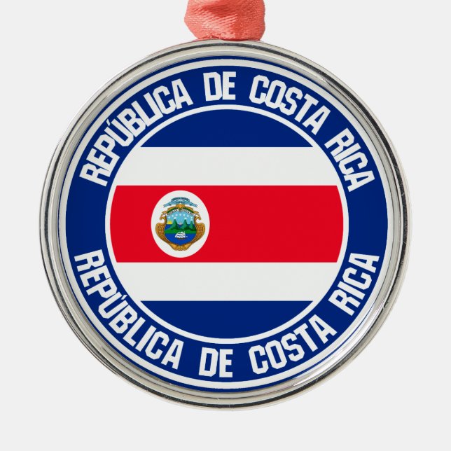 Costa Rica Round Emblem Metal Tree Decoration (Front)