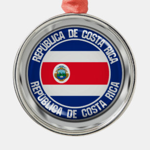 Costa Rica Round Emblem Metal Tree Decoration