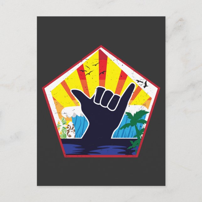 Costa Rica Shaka Sign Surfing Surfer Gift Postcard (Front)