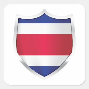 Costa Rica Silver Shield Flag Square Sticker