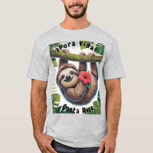 Costa Rica Sloth holding flower T-shirt