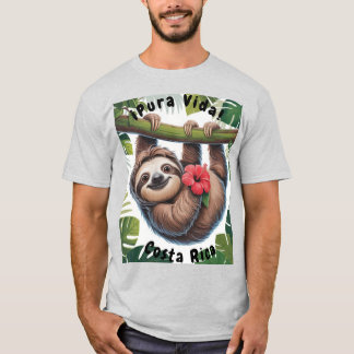 Costa Rica Sloth holding flower T-shirt