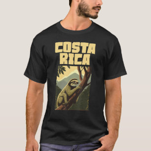 Costa Rica Sloth in Tree Vintage Artwork Nature T-Shirt