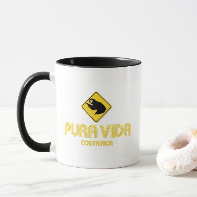 Costa Rica Sloth Pura Vida Souvenir  Mug (With Donut)