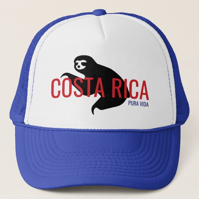 Costa Rica Sloth Souvenir Hat | Blue (Front)