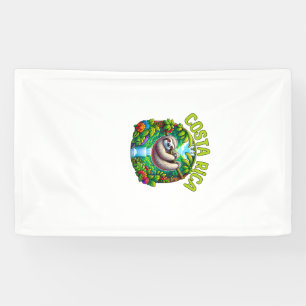 Costa Rica Sloth - Tropical Rainforest Waterfall T Banner