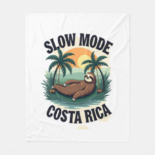 Costa Rica Sloth Vintage Vacation Shirt Fleece Blanket