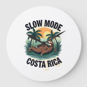 Costa Rica Sloth Vintage Vacation Shirt Large Clock