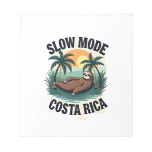 Costa Rica Sloth Vintage Vacation Shirt Notepad
