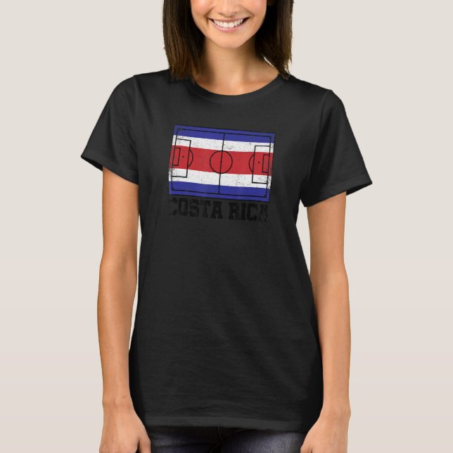 Costa Rica Soccer Field Country Flag Costa Rican P T-Shirt (Front)