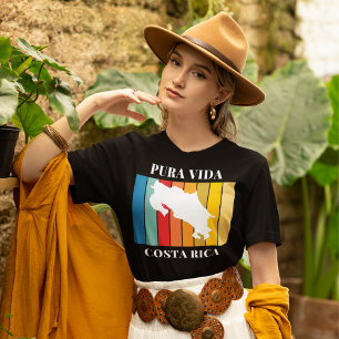 Costa Rica Souvenir Colourful Map  T-Shirt