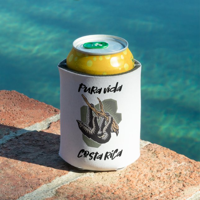 Costa Rica Souvenir Pura Vida Sloth Can Cooler (In Situ Pool)