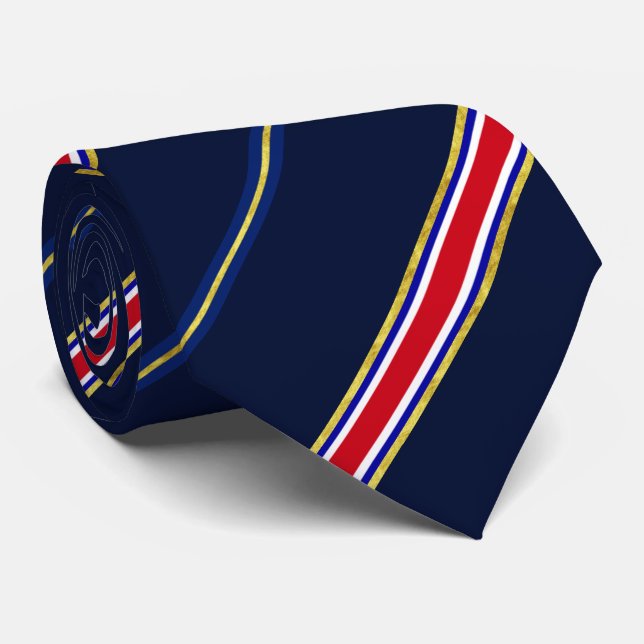 Costa Rica stripes flag Tie (Rolled)