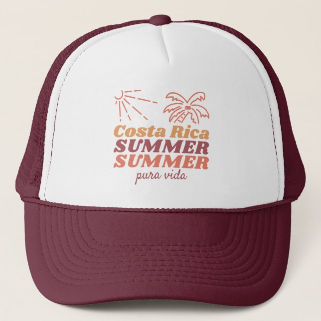Costa Rica Summer Retro Vacation Souvenir  Trucker Hat (Front)