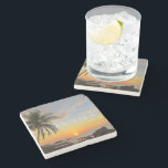 Costa Rica Sunset Beach Pura Vida  Stone Coaster<br><div class="desc">Costa Rica ‘pura vida’ coasters featuring a photograph of a beautiful beach sunset. A great home decor accent for who spending time in Costa Rica.</div>