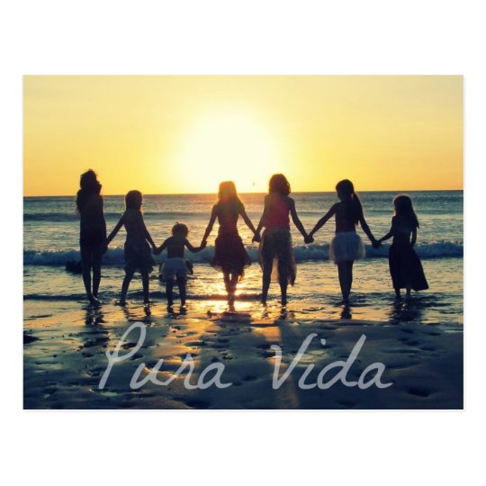 Costa Rica Sunset Kids Pura Vida Postcard
