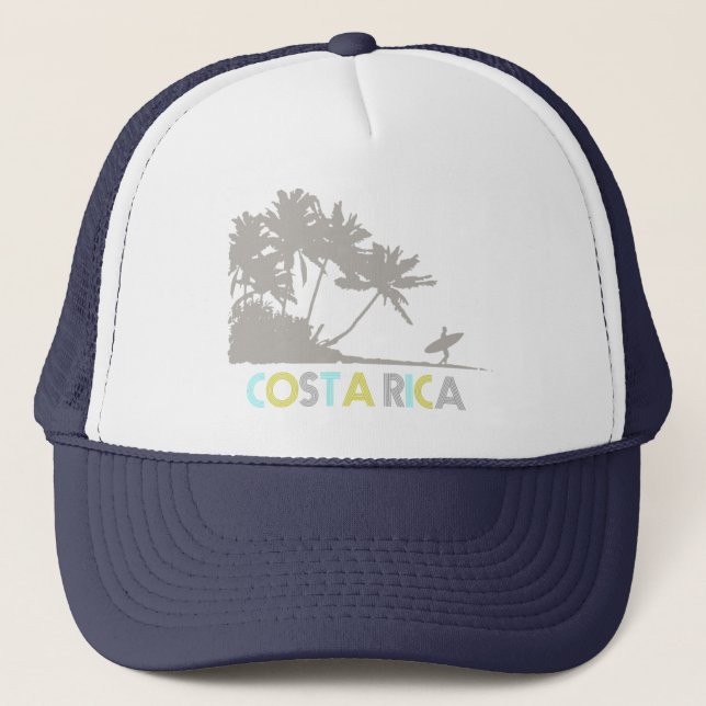 Costa Rica Surfers Tropical Beach Souvenir Trucker Hat (Front)