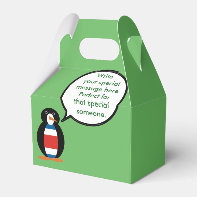 Costa Rica Talking Ms Penguin Personalised  Favour Box (Back Side)