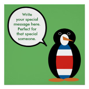 Costa Rica Talking Ms Penguin Personalised Poster