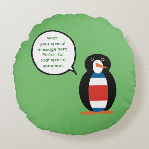 Costa Rica Talking Ms Penguin Personalised  Round Cushion